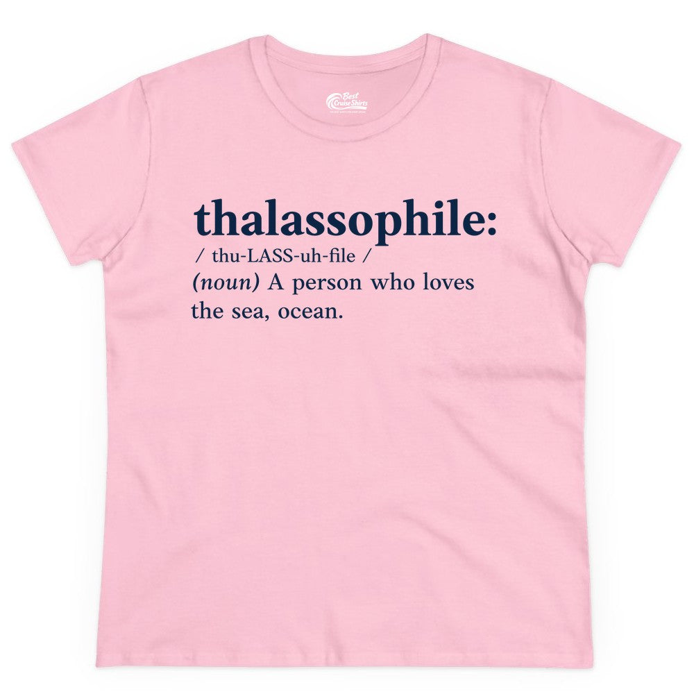 Thalassophile Shirt - Funny Sea Lover Definition Ocean Lover Gift (Ladies Tee) in Light Pink - Thalassophile Definition Shirt - Clean Ocean Lover Dictionary Tee Design