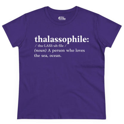 Thalassophile Shirt - Funny Sea Lover Definition Ocean Lover Gift (Ladies Tee) in Purple - Thalassophile Definition Shirt - Clean Ocean Lover Dictionary Tee Design