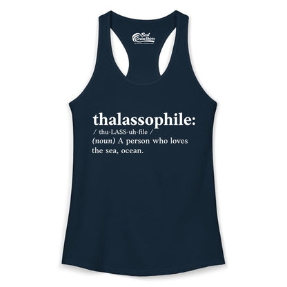 Thalassophile Shirt - Funny Sea Lover Definition Ocean Lover Gift (Ladies Tank) in Solid Midnight Navy - Thalassophile Definition Shirt - Clean Ocean Lover Dictionary Tee Design