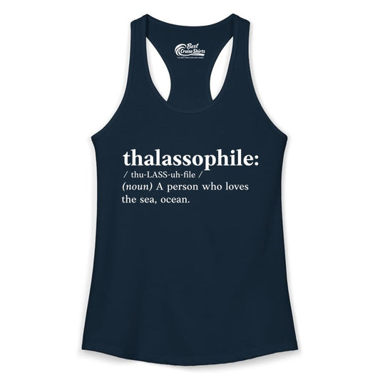 Thalassophile Shirt - Funny Sea Lover Definition Ocean Lover Gift (Ladies Tank) in Solid Midnight Navy - Thalassophile Definition Shirt - Clean Ocean Lover Dictionary Tee Design