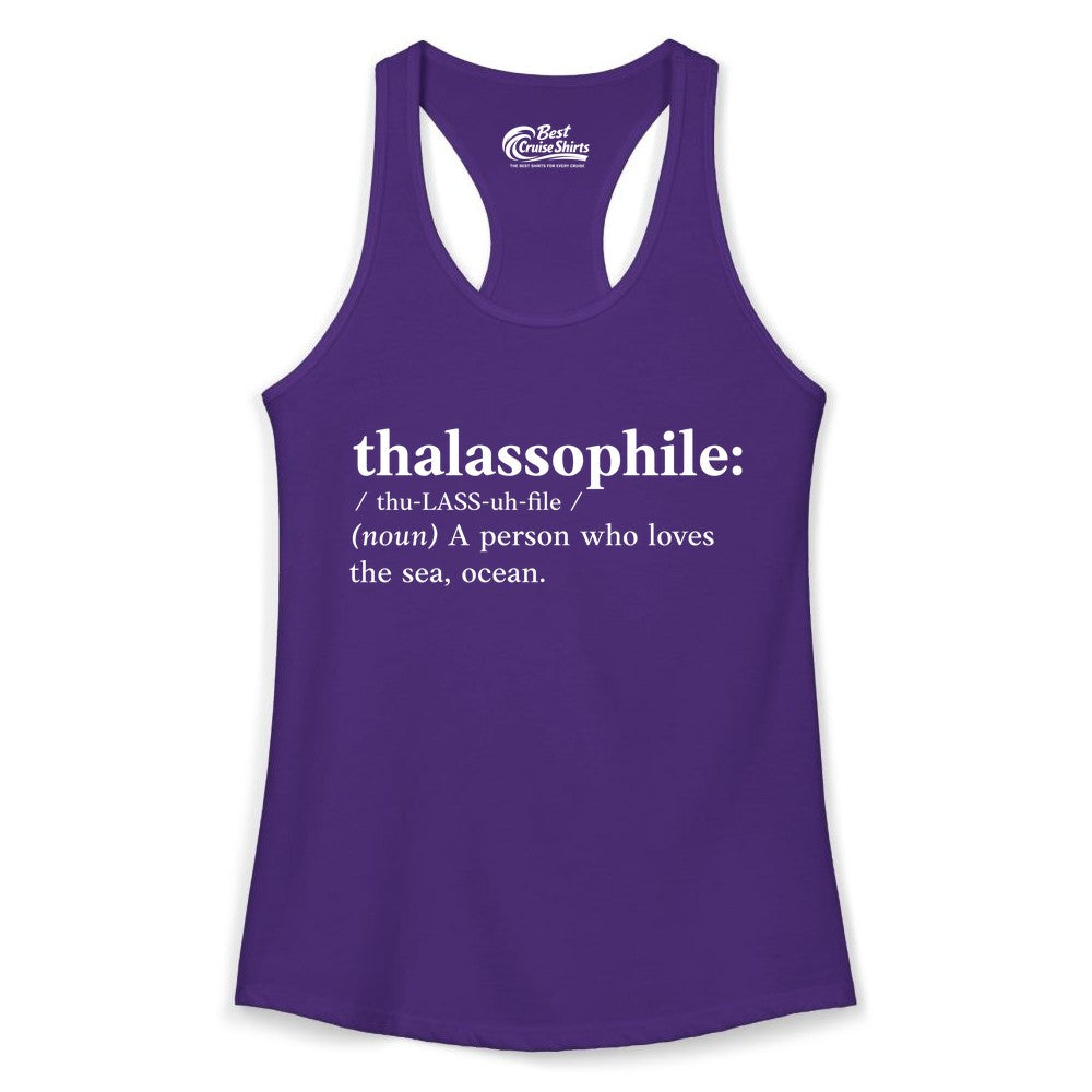 Thalassophile Shirt - Funny Sea Lover Definition Ocean Lover Gift (Ladies Tank) in Solid Purple Rush - Thalassophile Definition Shirt - Clean Ocean Lover Dictionary Tee Design