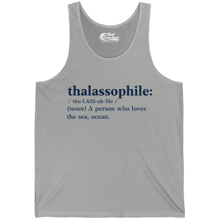 Thalassophile Shirt - Funny Sea Lover Definition Ocean Lover Gift (Tank Top) in Athletic Heather - Thalassophile Definition Shirt - Clean Ocean Lover Dictionary Tee Design