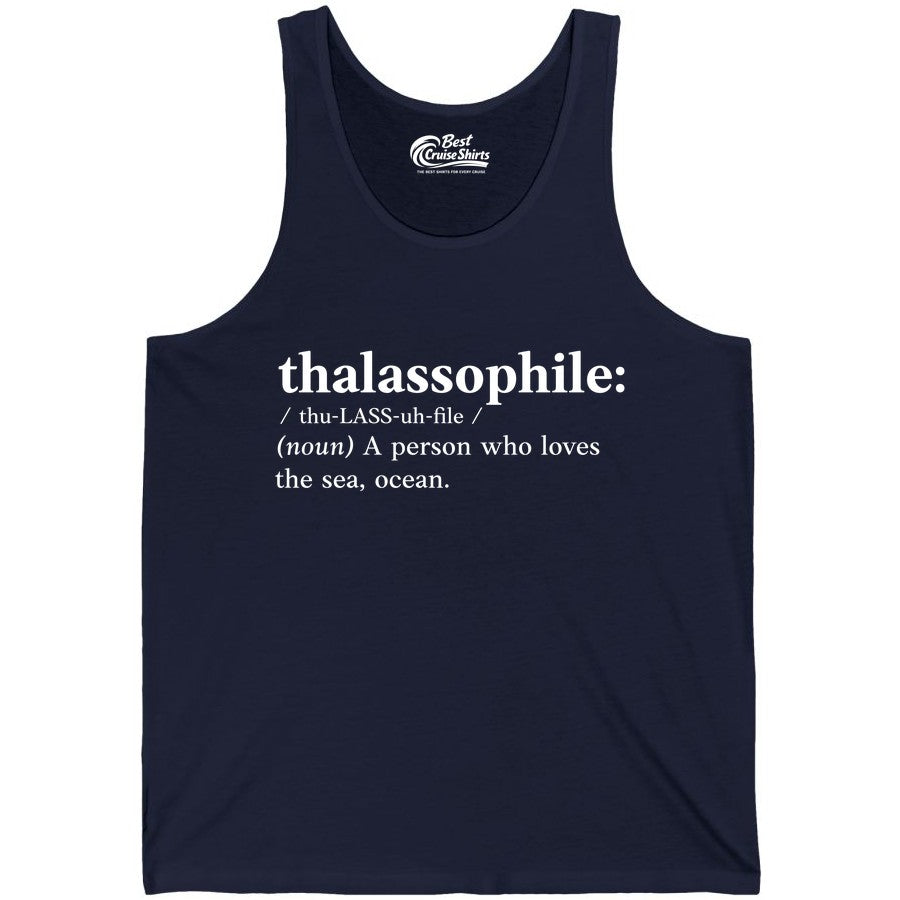 Thalassophile Shirt - Funny Sea Lover Definition Ocean Lover Gift (Tank Top) in Navy - Thalassophile Definition Shirt - Clean Ocean Lover Dictionary Tee Design