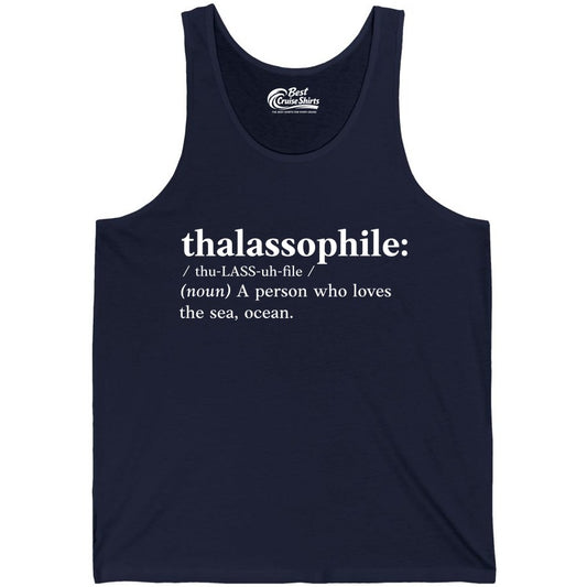 Thalassophile Shirt - Funny Sea Lover Definition Ocean Lover Gift (Tank Top) in Navy - Thalassophile Definition Shirt - Clean Ocean Lover Dictionary Tee Design