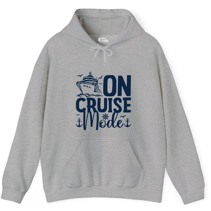 On Cruise Mode Shirt - Nautical Cruise Vacation Apparel for Travelers (Hoodie) in Sport Grey - On Cruise Mode Nautical Typography Shirt with Ship Anchor Helm Icons