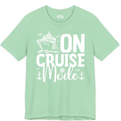 On Cruise Mode Shirt - Nautical Cruise Vacation Apparel for Travelers (Premium Tee) in Mint - On Cruise Mode Nautical Typography Shirt with Ship Anchor Helm Icons