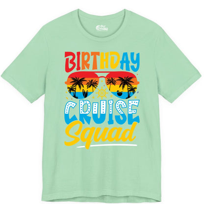 Birthday Cruise Squad Shirt - Tropical Sunset Group Cruise Apparel (Premium Tee) in Mint - Birthday Cruise Squad Tropical Sunset Palm Tree Group Shirt