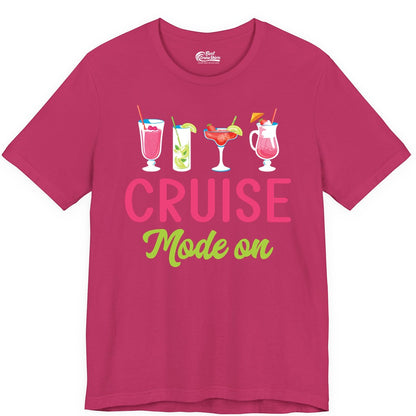 Cruise Mode On Shirt - Fun Cocktail Cruise Shirt for Vacations (Premium Tee) in Berry - Cruise Mode On Shirt - Colorful Tropical Cocktails Vacation Vibes