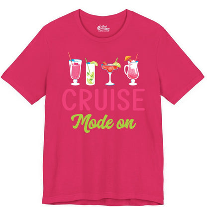 Cruise Mode On Shirt - Fun Cocktail Cruise Shirt for Vacations (Premium Tee) in Fuchsia - Cruise Mode On Shirt - Colorful Tropical Cocktails Vacation Vibes