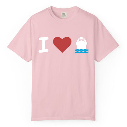 I Love Cruises Shirt - Funny Cruise Ship Shirt Gift for Cruise Lovers (Comfort Color) in Blossom - I Love Cruises Bold Cruise Ship Graphic Shirt for Cruise Enthusiasts