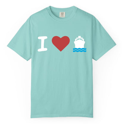I Love Cruises Shirt - Funny Cruise Ship Shirt Gift for Cruise Lovers (Comfort Color) in Chalky Mint - I Love Cruises Bold Cruise Ship Graphic Shirt for Cruise Enthusiasts