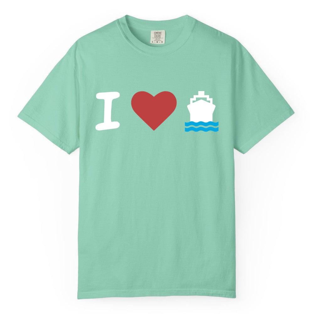 I Love Cruises Shirt - Funny Cruise Ship Shirt Gift for Cruise Lovers (Comfort Color) in Island Reef - I Love Cruises Bold Cruise Ship Graphic Shirt for Cruise Enthusiasts