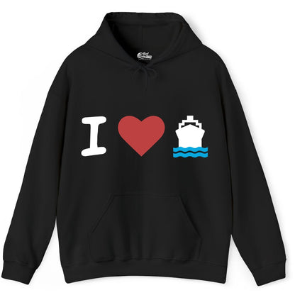 I Love Cruises Shirt - Funny Cruise Ship Shirt Gift for Cruise Lovers (Hoodie) in Black - I Love Cruises Bold Cruise Ship Graphic Shirt for Cruise Enthusiasts