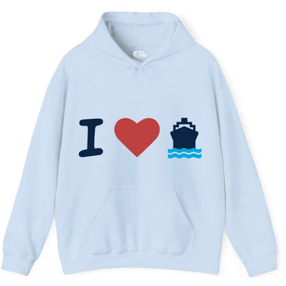 I Love Cruises Shirt - Funny Cruise Ship Shirt Gift for Cruise Lovers (Hoodie) in Light Blue - I Love Cruises Bold Cruise Ship Graphic Shirt for Cruise Enthusiasts