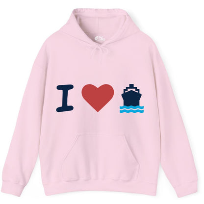 I Love Cruises Shirt - Funny Cruise Ship Shirt Gift for Cruise Lovers (Hoodie) in Light Pink - I Love Cruises Bold Cruise Ship Graphic Shirt for Cruise Enthusiasts