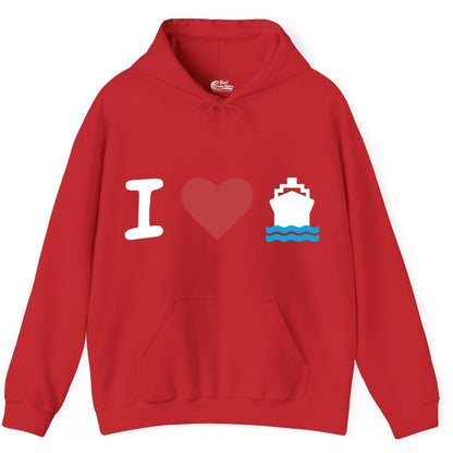 I Love Cruises Shirt - Funny Cruise Ship Shirt Gift for Cruise Lovers (Hoodie) in Red - I Love Cruises Bold Cruise Ship Graphic Shirt for Cruise Enthusiasts