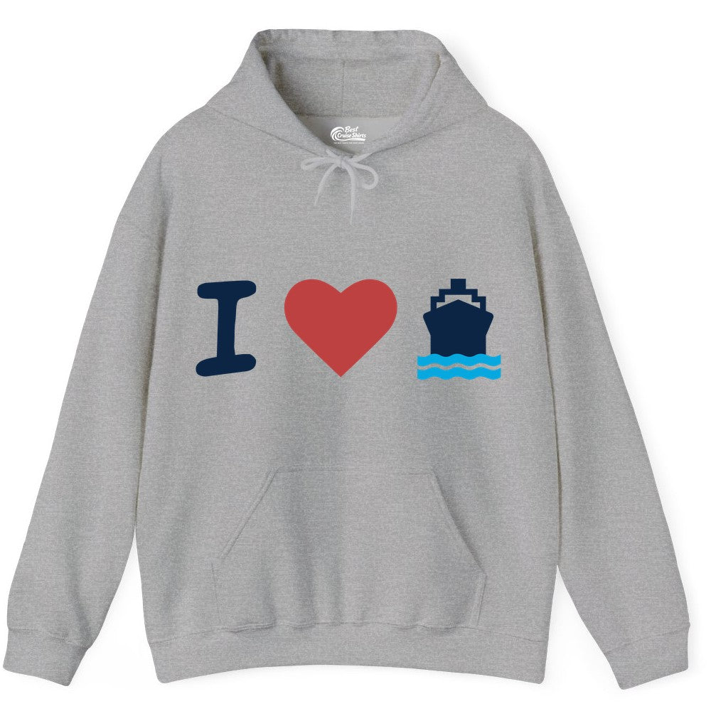 I Love Cruises Shirt - Funny Cruise Ship Shirt Gift for Cruise Lovers (Hoodie) in Sport Grey - I Love Cruises Bold Cruise Ship Graphic Shirt for Cruise Enthusiasts