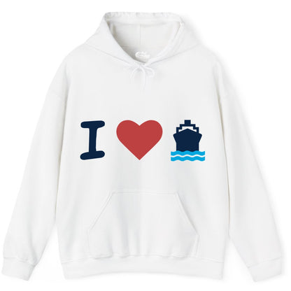 I Love Cruises Shirt - Funny Cruise Ship Shirt Gift for Cruise Lovers (Hoodie) in White - I Love Cruises Bold Cruise Ship Graphic Shirt for Cruise Enthusiasts