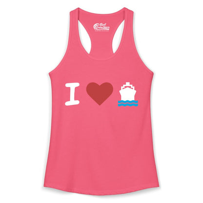 I Love Cruises Shirt - Funny Cruise Ship Shirt Gift for Cruise Lovers (Ladies Tank) in Hot Pink - I Love Cruises Bold Cruise Ship Graphic Shirt for Cruise Enthusiasts