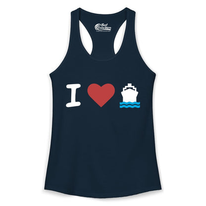 I Love Cruises Shirt - Funny Cruise Ship Shirt Gift for Cruise Lovers (Ladies Tank) in Solid Midnight Navy - I Love Cruises Bold Cruise Ship Graphic Shirt for Cruise Enthusiasts