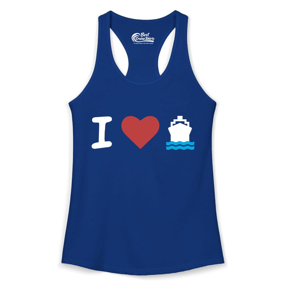 I Love Cruises Shirt - Funny Cruise Ship Shirt Gift for Cruise Lovers (Ladies Tank) in Solid Royal - I Love Cruises Bold Cruise Ship Graphic Shirt for Cruise Enthusiasts