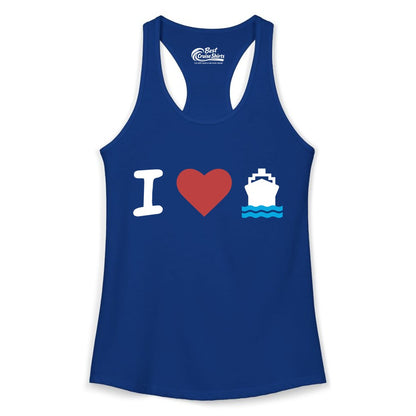 I Love Cruises Shirt - Funny Cruise Ship Shirt Gift for Cruise Lovers (Ladies Tank) in Solid Royal - I Love Cruises Bold Cruise Ship Graphic Shirt for Cruise Enthusiasts