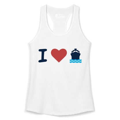 I Love Cruises Shirt - Funny Cruise Ship Shirt Gift for Cruise Lovers (Ladies Tank) in White - I Love Cruises Bold Cruise Ship Graphic Shirt for Cruise Enthusiasts