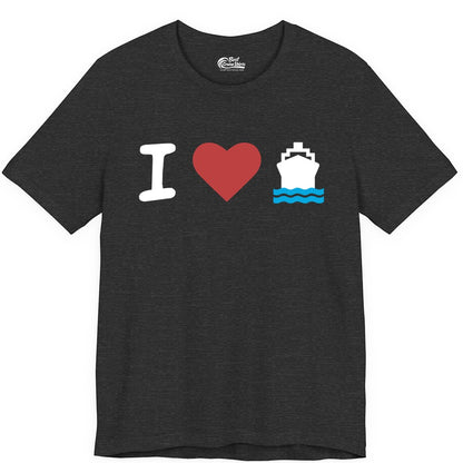 I Love Cruises Shirt - Funny Cruise Ship Shirt Gift for Cruise Lovers (Premium Tee) in Dark Grey Heather - I Love Cruises Bold Cruise Ship Graphic Shirt for Cruise Enthusiasts