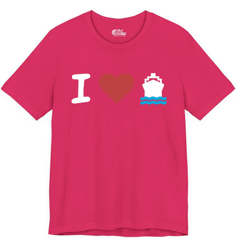 I Love Cruises Shirt - Funny Cruise Ship Shirt Gift for Cruise Lovers (Premium Tee) in Fuchsia - I Love Cruises Bold Cruise Ship Graphic Shirt for Cruise Enthusiasts
