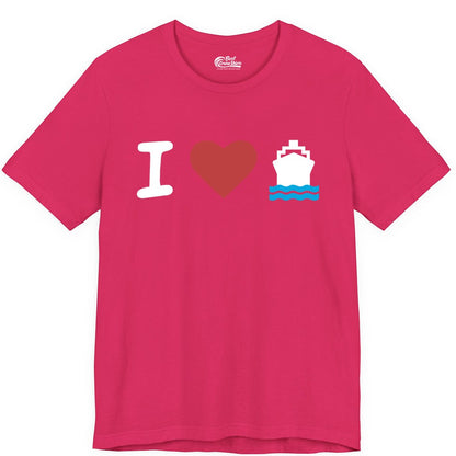 I Love Cruises Shirt - Funny Cruise Ship Shirt Gift for Cruise Lovers (Premium Tee) in Fuchsia - I Love Cruises Bold Cruise Ship Graphic Shirt for Cruise Enthusiasts