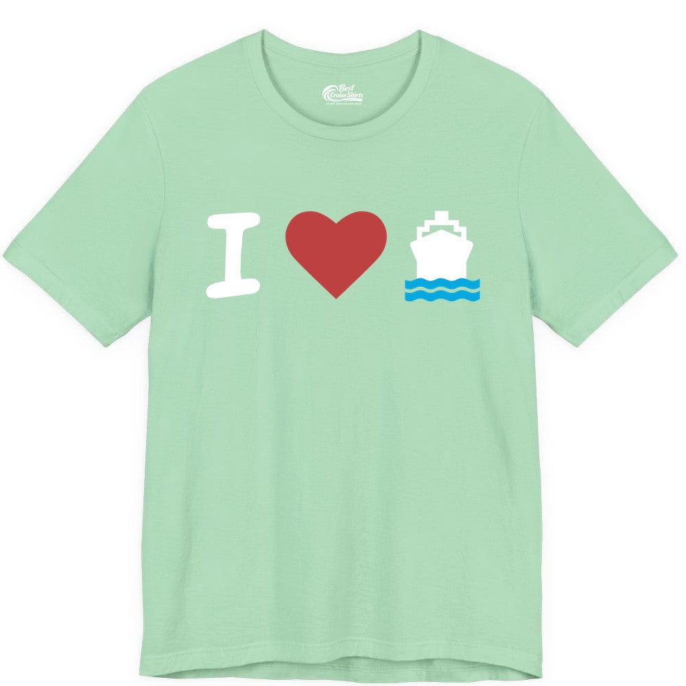 I Love Cruises Shirt - Funny Cruise Ship Shirt Gift for Cruise Lovers (Premium Tee) in Mint - I Love Cruises Bold Cruise Ship Graphic Shirt for Cruise Enthusiasts