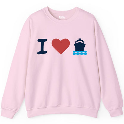 I Love Cruises Shirt - Funny Cruise Ship Shirt Gift for Cruise Lovers (Sweatshirt) in Light Pink - I Love Cruises Bold Cruise Ship Graphic Shirt for Cruise Enthusiasts