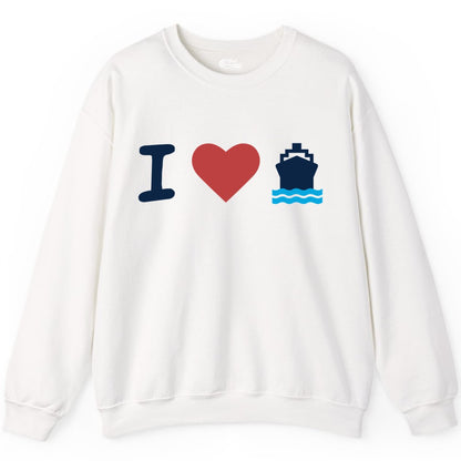 I Love Cruises Shirt - Funny Cruise Ship Shirt Gift for Cruise Lovers (Sweatshirt) in White - I Love Cruises Bold Cruise Ship Graphic Shirt for Cruise Enthusiasts