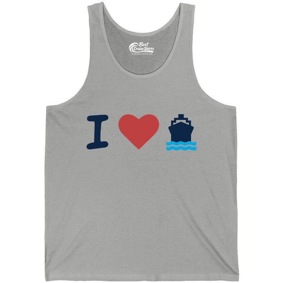 I Love Cruises Shirt - Funny Cruise Ship Shirt Gift for Cruise Lovers (Tank Top) in Athletic Heather - I Love Cruises Bold Cruise Ship Graphic Shirt for Cruise Enthusiasts