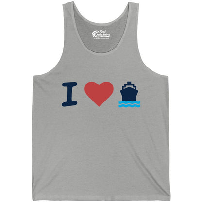 I Love Cruises Shirt - Funny Cruise Ship Shirt Gift for Cruise Lovers (Tank Top) in Athletic Heather - I Love Cruises Bold Cruise Ship Graphic Shirt for Cruise Enthusiasts