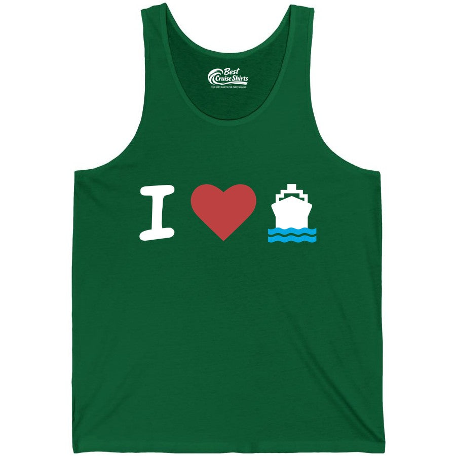 I Love Cruises Shirt - Funny Cruise Ship Shirt Gift for Cruise Lovers (Tank Top) in Kelly - I Love Cruises Bold Cruise Ship Graphic Shirt for Cruise Enthusiasts