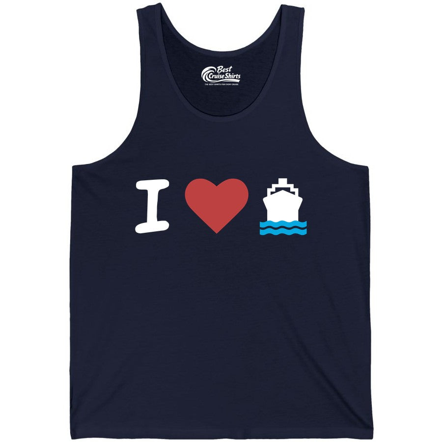I Love Cruises Shirt - Funny Cruise Ship Shirt Gift for Cruise Lovers (Tank Top) in Navy - I Love Cruises Bold Cruise Ship Graphic Shirt for Cruise Enthusiasts