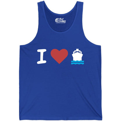 I Love Cruises Shirt - Funny Cruise Ship Shirt Gift for Cruise Lovers (Tank Top) in True Royal - I Love Cruises Bold Cruise Ship Graphic Shirt for Cruise Enthusiasts
