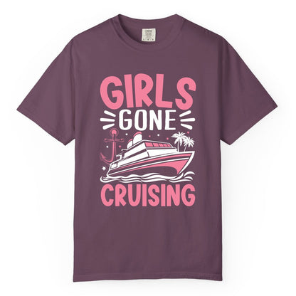 Girls Cruise Shirt - Fun Cruise Girls Trip Tee for Group Getaways (Comfort Color) in Berry - Girls Gone Cruising Tropical Pink Group Cruise Adventure Shirt