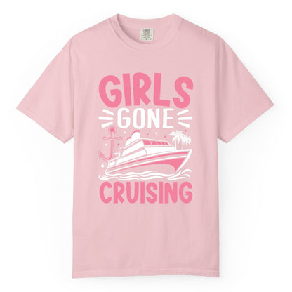 Girls Cruise Shirt - Fun Cruise Girls Trip Tee for Group Getaways (Comfort Color) in Blossom - Girls Gone Cruising Tropical Pink Group Cruise Adventure Shirt