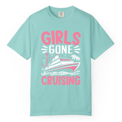 Girls Cruise Shirt - Fun Cruise Girls Trip Tee for Group Getaways (Comfort Color) in Chalky Mint - Girls Gone Cruising Tropical Pink Group Cruise Adventure Shirt