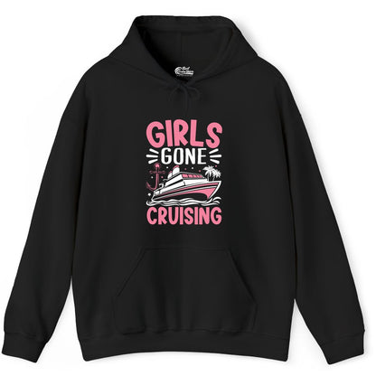 Girls Cruise Shirt - Fun Cruise Girls Trip Tee for Group Getaways (Hoodie) in Black - Girls Gone Cruising Tropical Pink Group Cruise Adventure Shirt