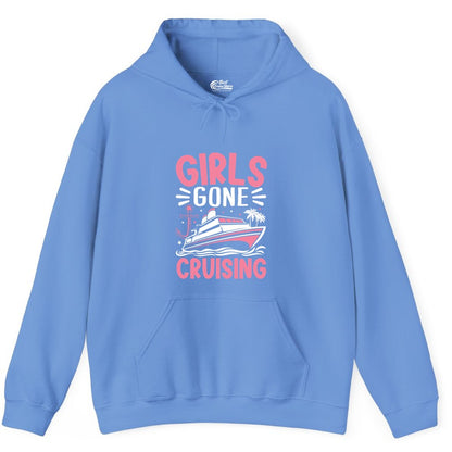 Girls Cruise Shirt - Fun Cruise Girls Trip Tee for Group Getaways (Hoodie) in Carolina Blue - Girls Gone Cruising Tropical Pink Group Cruise Adventure Shirt