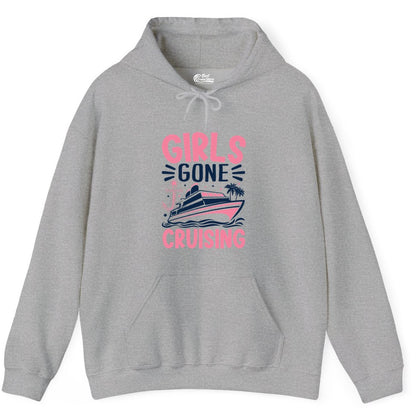 Girls Cruise Shirt - Fun Cruise Girls Trip Tee for Group Getaways (Hoodie) in Sport Grey - Girls Gone Cruising Tropical Pink Group Cruise Adventure Shirt
