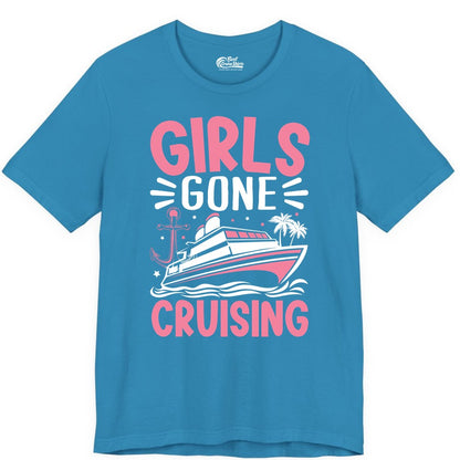 Girls Cruise Shirt - Fun Cruise Girls Trip Tee for Group Getaways (Premium Tee) in Aqua - Girls Gone Cruising Tropical Pink Group Cruise Adventure Shirt