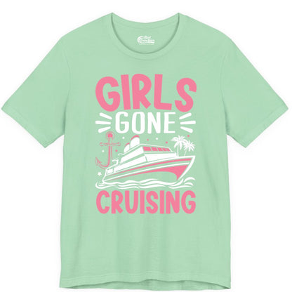Girls Cruise Shirt - Fun Cruise Girls Trip Tee for Group Getaways (Premium Tee) in Mint - Girls Gone Cruising Tropical Pink Group Cruise Adventure Shirt