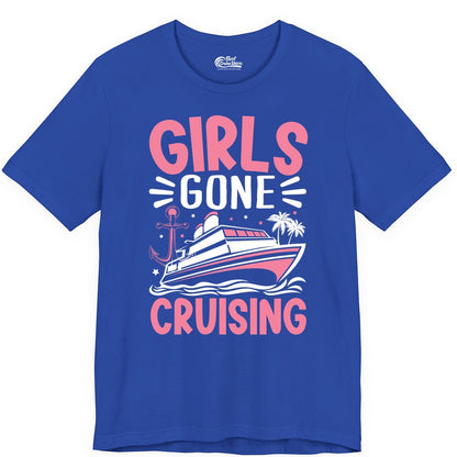 Girls Cruise Shirt - Fun Cruise Girls Trip Tee for Group Getaways (Premium Tee) in True Royal - Girls Gone Cruising Tropical Pink Group Cruise Adventure Shirt