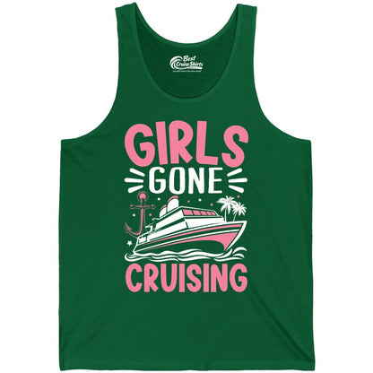 Girls Cruise Shirt - Fun Cruise Girls Trip Tee for Group Getaways (Tank Top) in Kelly - Girls Gone Cruising Tropical Pink Group Cruise Adventure Shirt