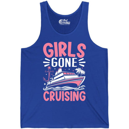 Girls Cruise Shirt - Fun Cruise Girls Trip Tee for Group Getaways (Tank Top) in True Royal - Girls Gone Cruising Tropical Pink Group Cruise Adventure Shirt