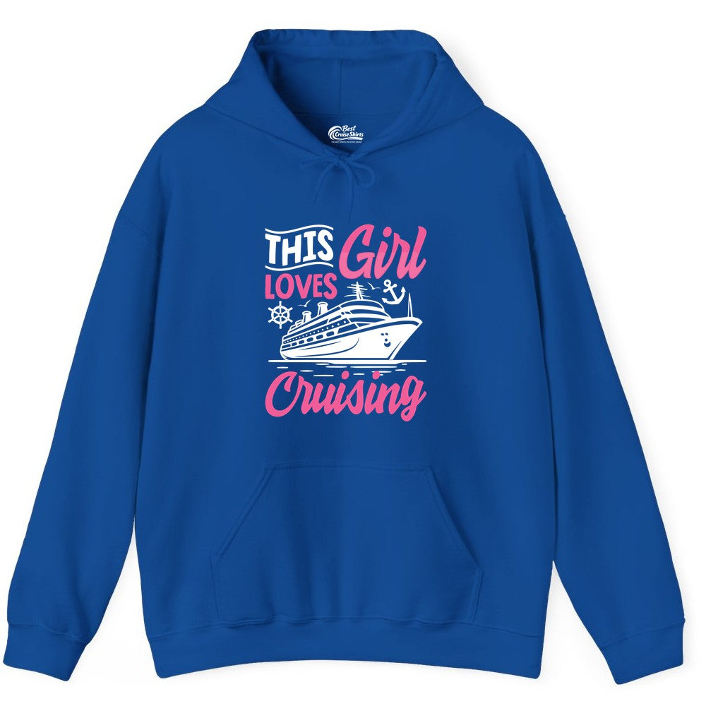 This Girl Loves Cruising Shirt - Fun Cruise Ship Gift for Girls (Hoodie) in Royal - This Girl Loves Cruising - Fun Cruise Ship Shirt With Pink Nautical Art
